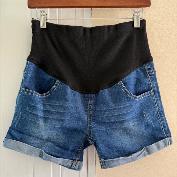 Maternity Jean Denim Shorts - Picture 1 of 6